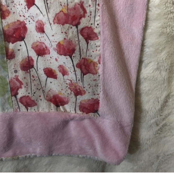 Baby Crib Quilt Handmade Pink Girl\'s Floral Crib Patchwork Blanket 33\